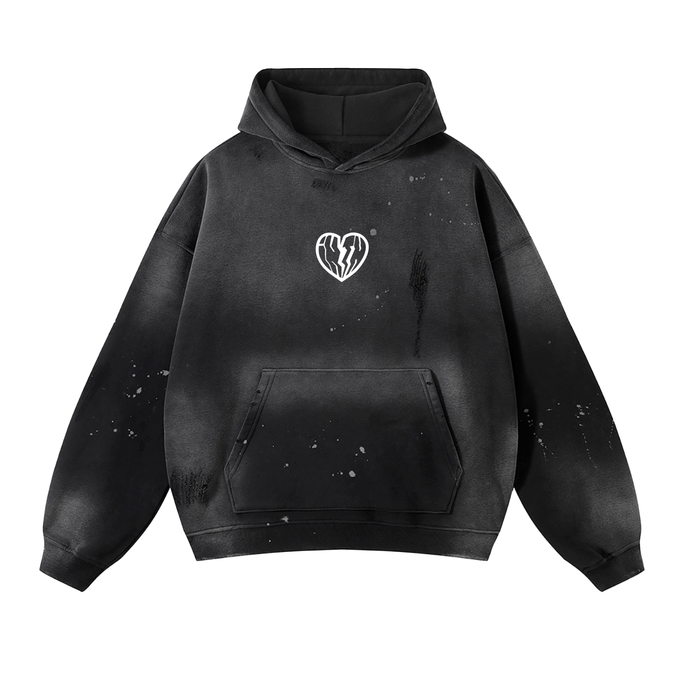 PAINT SPLATTERED HOODIE - BLACK