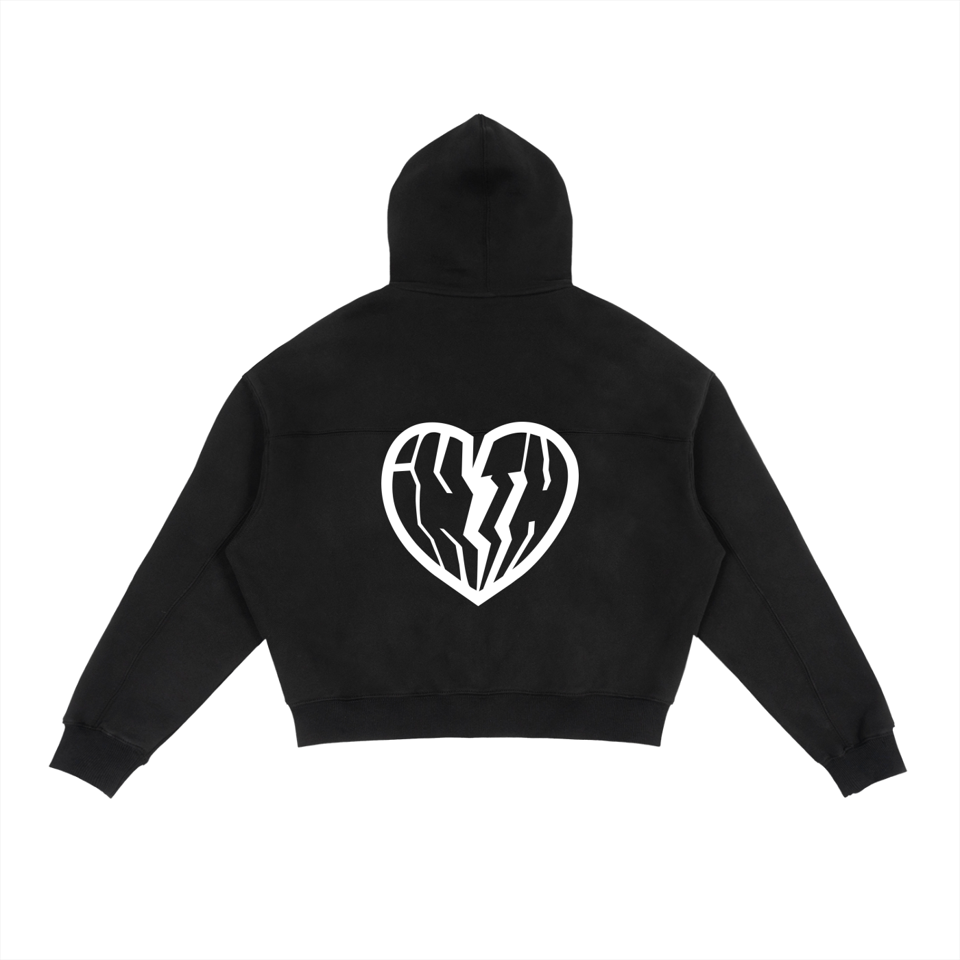 BOXY FLEECE HOODIE - BLACK