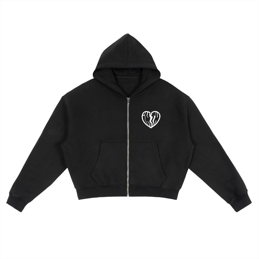 BOXY FLEECE HOODIE - BLACK