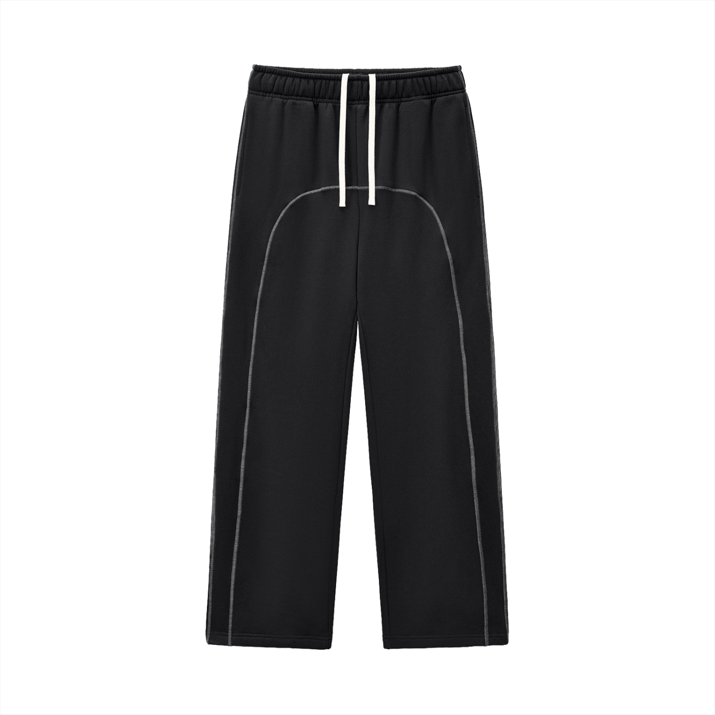 CONTRAST STITCHED SWEATS - BLACK