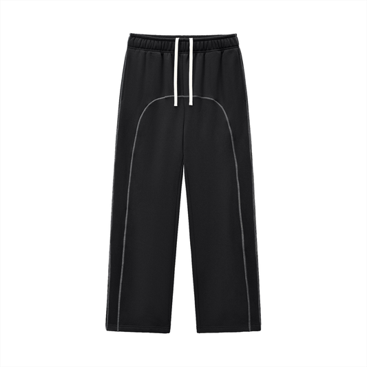 CONTRAST STITCHED SWEATS - BLACK