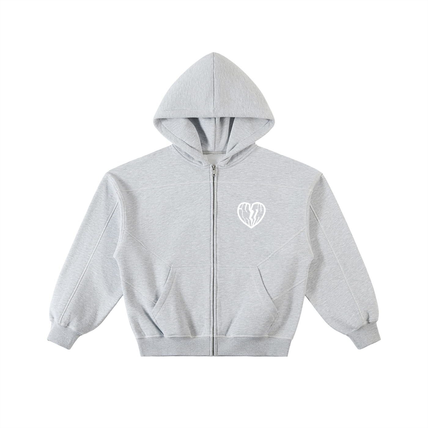 BOXY STITCHED HOODIE - GREY