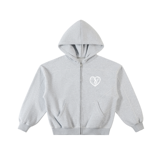 BOXY STITCHED HOODIE - GREY